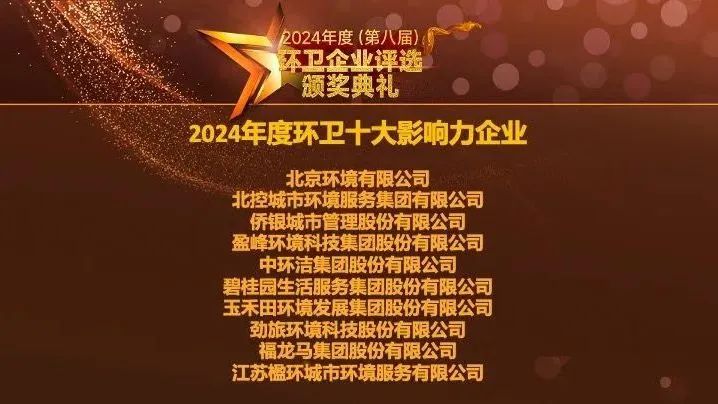 连续五年登榜丨leyu.乐鱼环境荣膺“2024年度环卫十大影响力企业”